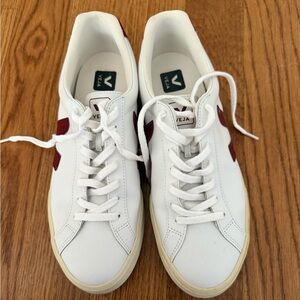 Veja White and Burgundy Men's Sneakers